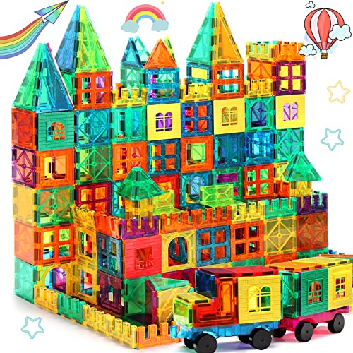 Magnetic Tiles 100PCS Building Blocks Magnets Building Set STEM Construction Stacking Toy Gift for Kids 3 Boys and Girls Daycare Centers Kindergarden 0 belly baby and beyond