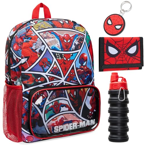 Marvel Spiderman School Bag Set 4 Piece Backpack Water Bottle Wallet Keychain Boys Gifts 0 belly baby and beyond