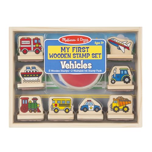 Melissa Doug My First Wooden Stamp Set Vehicles Kids Art Projects Stamps With Washable Ink Vehicle Toys For Kids Ages 4 0 belly baby and beyond