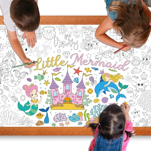 Mermaid Giant Coloring Poster for Kids 30 x 72 Inch Mermaid Large Coloring Poster Sheets Tablecloth Mermaid Themed Color in Activities Games for Kids School Classroom Home Party Supplies Decorations 0 belly baby and beyond