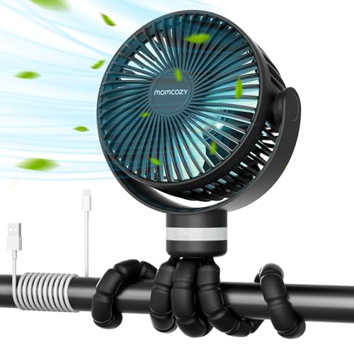 Momcozy Portable Stroller Fan 8000mAh 27H Ultra long Battery Life Detachable 4 Speed 360Rotate LED Night Light with 2 Modes USB Rechargeable Handheld Cooling Fan for Travel Car Seat Bedroom 0 belly baby and beyond