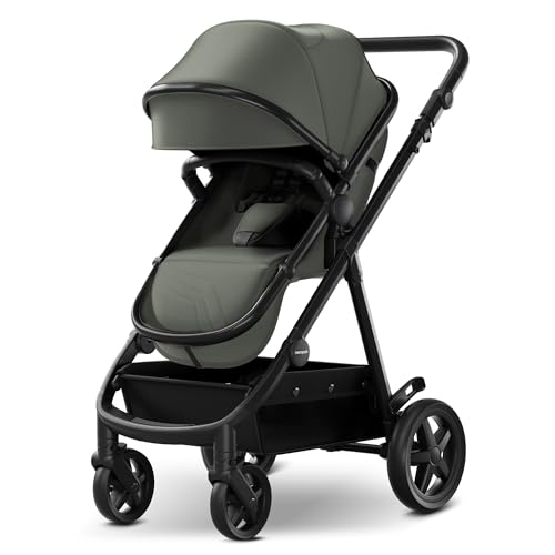 Mompush Meteor 2 Baby Stroller 2 in 1 with Bassinet Mode Compatible with Infant Car Seat Adapter Included Stable Bassinet Stroller Combo Full Size Baby Strollers for Family Outings 0 belly baby and beyond
