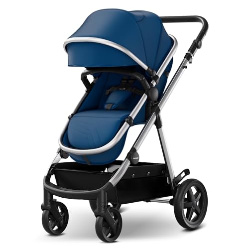 Mompush Meteor2 Baby Stroller 2 in 1 with Bassinet Mode Compatible with Infant Car Seat Adapter Included Stable Bassinet Stroller Combo Full Size Baby Strollers for Family Outings 0 belly baby and beyond