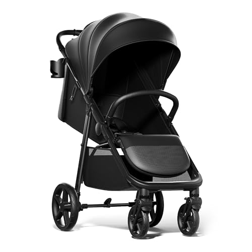 Mompush Nova Baby Stroller Spacious Seat Lie Flat Mode Toddler Stroller with Large UPF 50 Canopy Compact Folding with One Hand Infant Stroller for Birth to 50 LB 0 belly baby and beyond