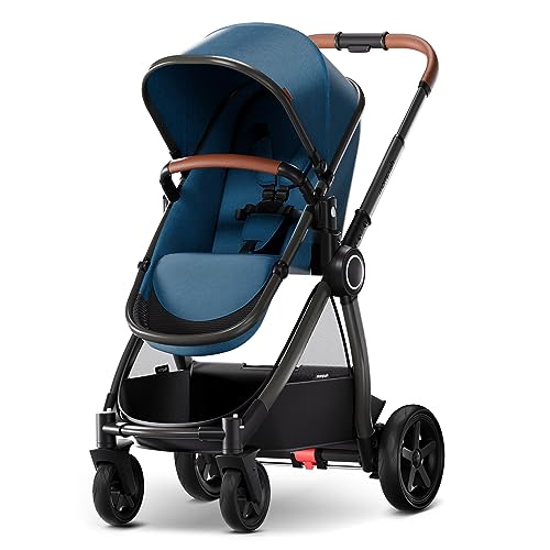 Mompush Ultimate2 Baby Stroller Premium Convertible Full Size Bassinet Stroller for Toddler Newborn Stroller with Reversible Seat One Hand Recline Pushchair Pram Car Seat Adapter Included 0 belly baby and beyond