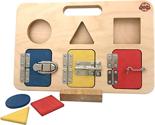 Montessori Busy Board for Toddlers Shape Sorter Latch Board Educational Toy 0 belly baby and beyond