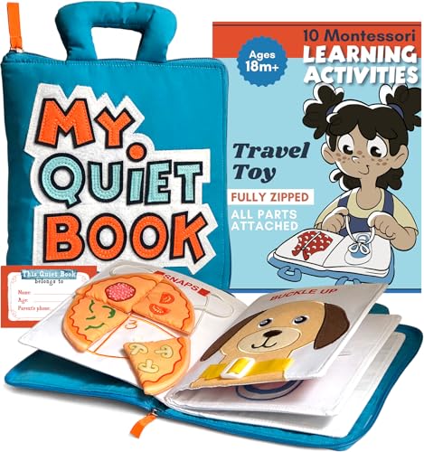 My Quiet Book Toddler Travel Toys for Age 1 2 3 4 Airplane Activities for Toddlers 1 3 with 10 Activities Montessori Busy Book for Toddlers 1 3 Toys for 2 Year Old Girl Boy with Belongs to Tag 0 belly baby and beyond