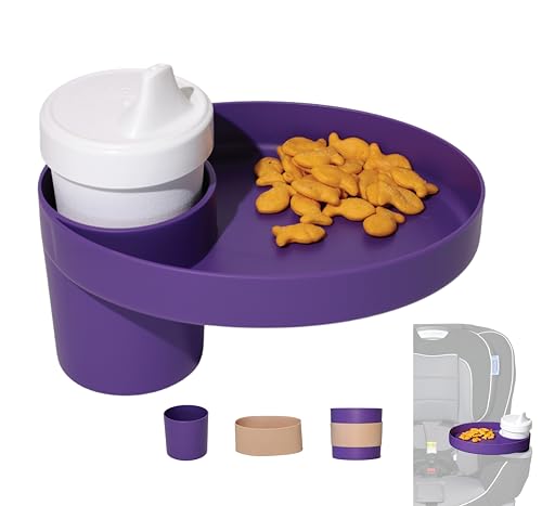My Travel Tray Oval USA made Extend your current cup holder to hold your CUP PLUS A TRAY for snacks toys and accessories Use in a Car Seat Booster Stroller Golf Cart Outdoor Chair Purple 0 belly baby and beyond