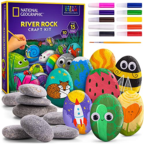NATIONAL GEOGRAPHIC Rock Painting Kit Arts and Crafts Kit for Kids Paint Decorate 15 River Rocks with 10 Paint Colors More Art Supplies Outdoor Toys for Girls and Boys Amazon Exclusive 0 belly baby and beyond