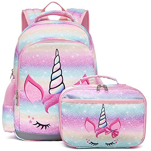 Octsky Backpack for Girls Kids backpacks Preschool Kindergarten Bookbag Cute Lightweight With Chest Strap and Lunchbox Unicorn 0 belly baby and beyond
