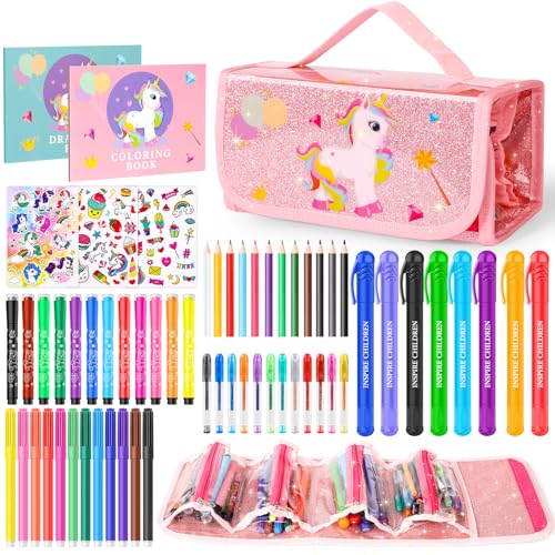 Rocamdo Fruit Scented Washable Markers Set Art Colored Pencil Case Glitter Coloring Pens Drawing Kit Stuff 63PCS Art Supplies for Kids Ages 4 6 8 Birthday Gifts for Teens Girls 4 5 6 7 8 9 Year Old 0 belly baby and beyond