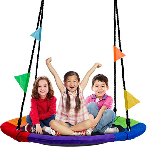 Sorbus 40 Saucer Swing for Kids 220lbs Outdoor Swing Fun Tree Glider Therapy Swing for Kids Adjustable Ropes Durable Swing Seat Trampoline Net Swing for Swing SetBackyardIndoorOutdoorGift 0 belly baby and beyond
