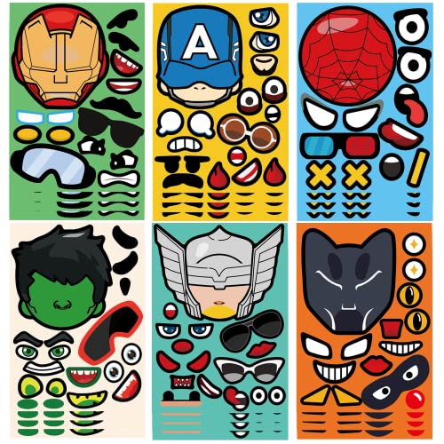 Superhero Stickers Book for Kids Crafts 24 Sheets of Waterproof Sticker Make a Face DIY Boys Toys Gift for LaptopsWallWater Bottle and Party Favors Supplies 0 belly baby and beyond
