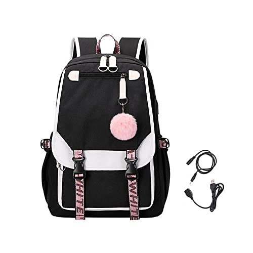 Teen Girls School Backpack with USB Port Kids Black Backpack Lightweight Waterproof Can Hold 156 Laptop Tabletcute backpacks for high school Can Be Used As Gifts For Students Or Friends Black 0 belly baby and beyond