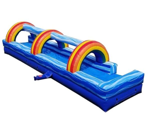 TentandTable Inflatable Slip and Splash Slide for Kids Adults Outdoor Toys Games for Backyard Fun Inflatable Activities 35L x 105W x 9H includes 15HP Blower Ground Stakes Blue Marble 0 belly baby and beyond