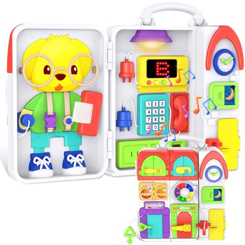 Toddler Toys for 1 2 Year Old Boy Musical Montessori Busy Board Early Educational Toy for Toddlers 1 3 Motor Skills Developmental Toy for 12 18 Month Age Birthday Gift for 1 Year Old Boy Girl 0 belly baby and beyond