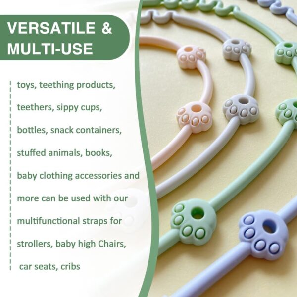 Toy Straps for Baby 5PK Silicone Pacifier Clips Stroller Accessories Adjustable Baby Teether Leash Sippy Cup Holder Straps Applies to Car SeatHigh ChairCribsBPA Free 0 1 belly baby and beyond