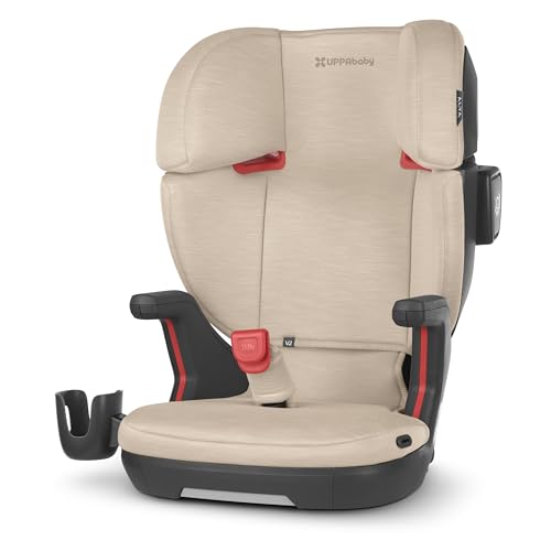 UPPAbaby Alta V2 High Back Booster SeatSeven Position Active Support Headrest for Growing ChildrenSecureFit Integrated Belt Guide PositionerCup Holder IncludedKavneer Almond Melange 0 belly baby and beyond