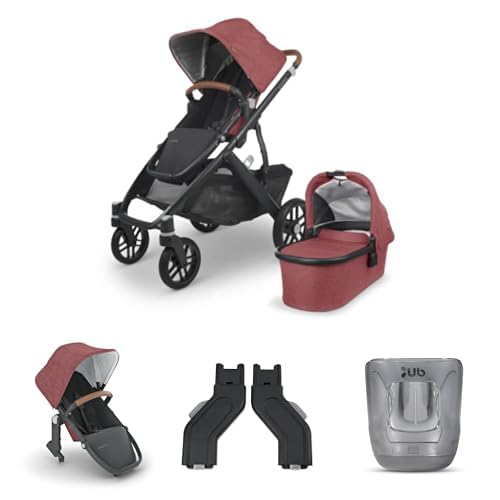 UPPAbaby Vista V2 Stroller and RumbleSeat V2 combo includes Vista V2 Stroller Bassinet RumbleSeat V2 Adapters Cup Holder Single to Double System Lucy Rosewood Melange 0 belly baby and beyond