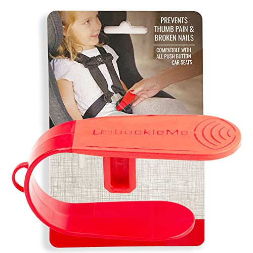 UnbuckleMe Car Seat Buckle Release Tool Easy Opener Aid for Arthritis Long Nails Older Kids Button pusher for infant toddler convertible 5 pt harness car seats As Seen on Shark Tank Red 0 belly baby and beyond