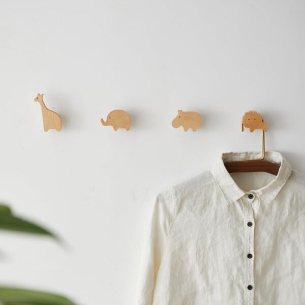 Wall HookChild Baby Nursery Wood Wall HookNatural Wild Animal Coat HooksWooden HooksChildren Wall Mounted HookSet of 4 0 belly baby and beyond