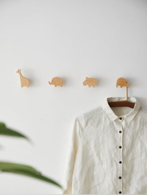 Wall HookChild Baby Nursery Wood Wall HookNatural Wild Animal Coat HooksWooden HooksChildren Wall Mounted HookSet of 4 0 belly baby and beyond