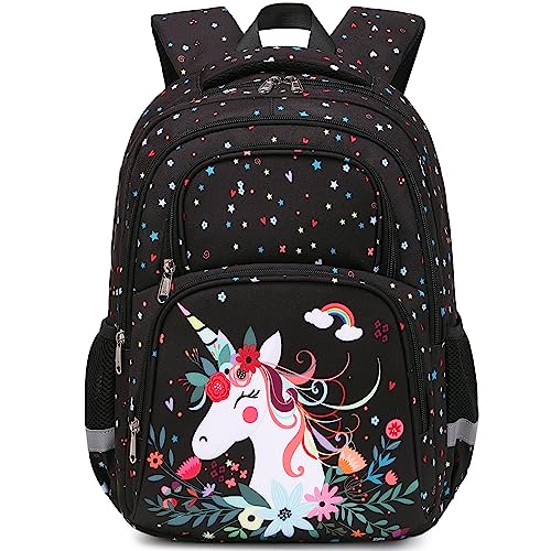 abshoo Cute Unicorn School Backpack For Girls Elementary Kindergarten Kids School Bag Unicorn Black 0 belly baby and beyond
