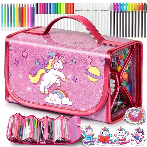 beefunni Unicorn Washable Markers Set 48 pcs with Glitte Pencil Case Art Supplies for Kids Ages 4 6 8 Arts Crafts Coloring Set with Unicorn Stickers Birthday Gifts for Girls 4 5 6 7 8 9 Year Old 0 belly baby and beyond