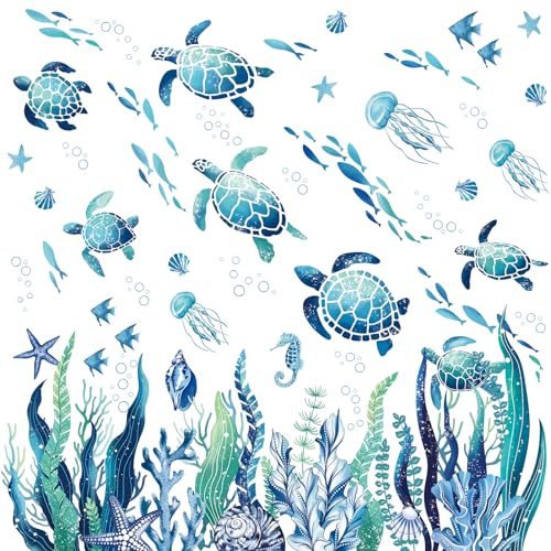 decalmile Under The Sea Seaweed Wall Decals Sea Turtle Ocean Grass Jellyfish Wall Stickers Baby Nursery Bedroom Bathroom Wall Decor 0 belly baby and beyond