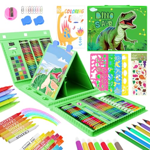 homicozy Art Supplies for Kids Ages 4 12Dinosaur Drawing Sets Art CaseColoring Kits with Double Sided Trifold EaselCrayonColored PencilMarkerColoring BookDrawing Stuffs Gifts for Boys Age 4 6 8 0 belly baby and beyond
