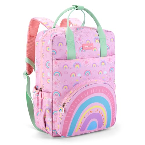 mommore Kids Backpack Girls Durable Large Toddler Bookbag with Double Handles Water Resistant Rainbow Backpack with Chest Strap for Preschool Kindergarten Travel 0 belly baby and beyond
