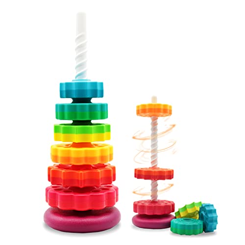 1 PCS Spinning Stacking ToysSpin Toys ABS Plastic and Color Rainbow DesignFocus on Children Educational and Interactive Learnings Stack Toys Suitable for Gifts for Boys and Girls 0 belly baby and beyond