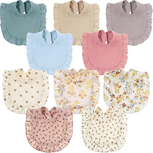10 Pcs Muslin Baby Bibs Drool Teething Bibs Lap Shoulder Baby Bibs Cotton Drool Bibs Absorbent Baby Bandana Bibs for Unisex Boys Girls 0 6 Months Baby Teething and Drooling Assorted Styles 0 belly baby and beyond