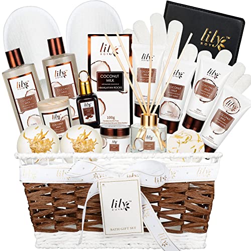 18Pcs Bath Spa Gift Baskets Set For Women Bath and Body Gift Basket Works For Women and Men Spa Kit Coconut Spa Gifts Set for Birthday Skin Self Care Spa Bath Set for Christmas Mothers Day 0 belly baby and beyond