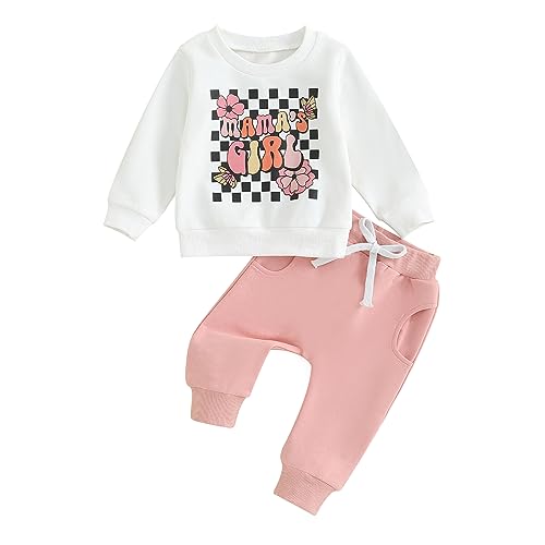 2Pcs Set Infant Baby Girl Fall Clothes Daddys Girl Long Sleeve Crewneck SweatshirtJoggers Pants Winter Outfit Set 0 belly baby and beyond