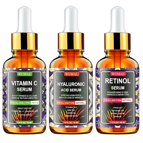 3 Pack Face Serum Set Vitamin C Serum Retinol Serum Hyaluronic Acid Serum Firming Brightening Hydrating Reset Your Skin Day and Night 0 belly baby and beyond