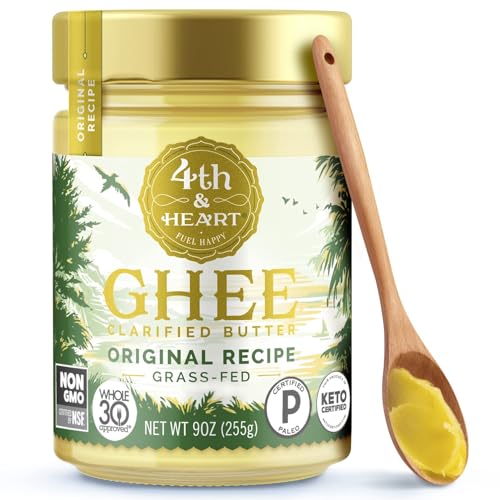 4th Heart Original Grass Fed Ghee 9 Ounce Keto Pasture Raised Lactose and Casein Free Certified Paleo 0 belly baby and beyond