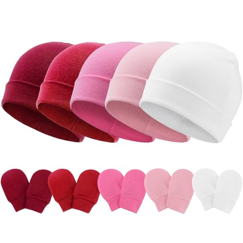 5 PCS Newborn Baby Hats and Mittens