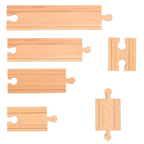 50PCS Wooden Railway Train Track Expansion Set Toy for 3 4 5 Boys Kids Christmas Birthday Gift Straight Connectors Accessories Compatible with All Major Bands Train Tracks 0 belly baby and beyond