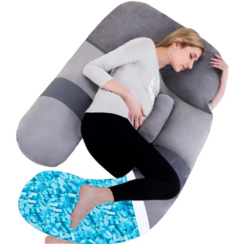 60 Inch Shredded Memory Foam Body Pillow Pregnancy Pillow for Sleeping Detachable Full Body Pillow for Pregnancy Memory Foam Filling U Shaped Maternity Pillow for Pregnant Women with Velvet Cover 0 belly baby and beyond