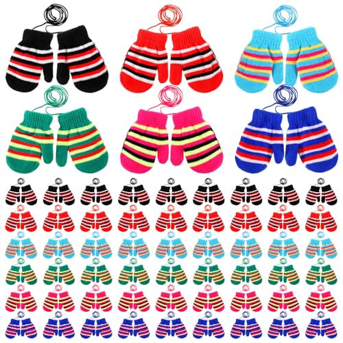 60 Pairs Kids Gloves Bulk 6 Styles Kids Mittens Toddler Winter Knitted Gloves for Boys Girls 0 belly baby and beyond