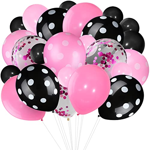 75 Pieces Mouse Color Balloons Confetti Balloons Polka Dot Balloons Latex Party Balloons Balloon Garland for Halloween Baby Shower Wedding Mouse Birthday Party Decorations Supplies Pink Black 0 belly baby and beyond