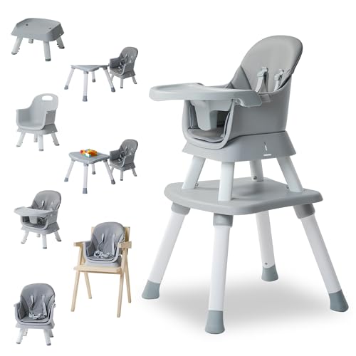8 in 1 Highchairs for Babies and ToddlersNookbeya Baby High Chair Convertible High Chair for BabyKids Learning TableBuilding Block TableKids Stool Table Chair Set with Removable TrayGrey 0 belly baby and beyond