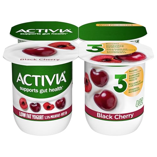 ACTIVIA Probiotic Lowfat Yogurt Non GMO Project Verified Black Cherry 16 Oz Pack of 4 0 belly baby and beyond