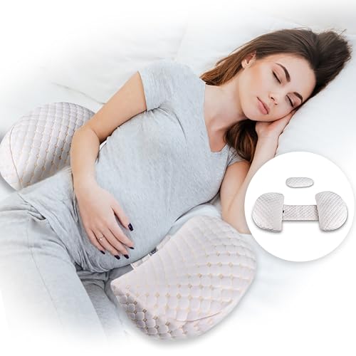 ANGELYCIA Pregnancy Pillow with Long Adjustable Velcro Maternity Wedge Pillow for Side Sleeping Support for Back Legs Belly Hips for Pregnant Women Detachable Outer Fabric 0 belly baby and beyond