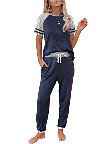 AUTOMET Lounge Sets For Women Two Piece Outfits Loungewear Short Sleeve Crewneck Jogger Pajama Set and Sweatpants Tracksuit 0 belly baby and beyond
