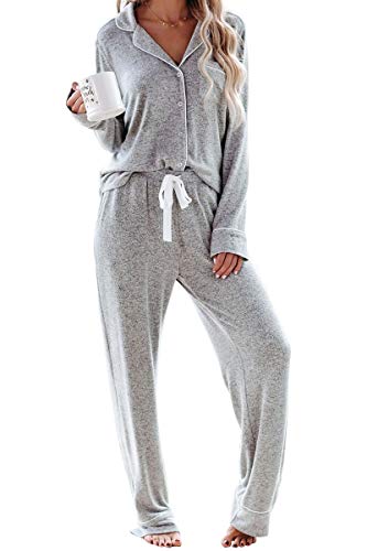 Aamikast Womens Pajama Sets Long Sleeve Button Down Sleepwear Nightwear Soft Pjs Lounge Sets 0 belly baby and beyond