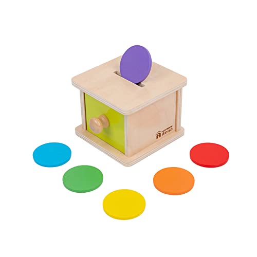 Adena Montessori Coin Box Yellow Green Door Baby Toys for 6 12 Months 1 2 Years Old Toddlers Infant Toys 0 belly baby and beyond