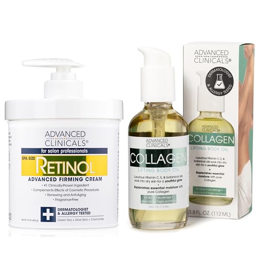 Advanced Clinicals Retinol Body Lotion Firming Collagen Body Oil 2pc Set Fragrance Free Retinol Face Lotion Collagen Massage Body Oil Retinol Cream Crepey Skin Care Treatment 2pc Bundle 0 belly baby and beyond