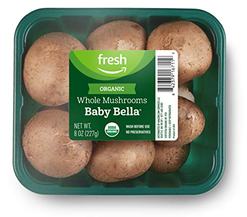 Amazon Fresh Brand Organic Whole Baby Bella Mushrooms 8 Oz 0 belly baby and beyond